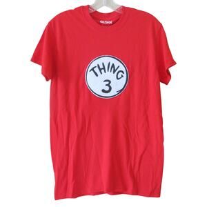 DR SEUSS T Shirt THING 3 Cat in The Hat  Size S Short Sleeve Red Retro Casual